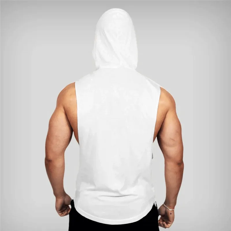 Men's Bodybuilding Hooded Cotton Tank Top / Workout Sportswear - SF0655