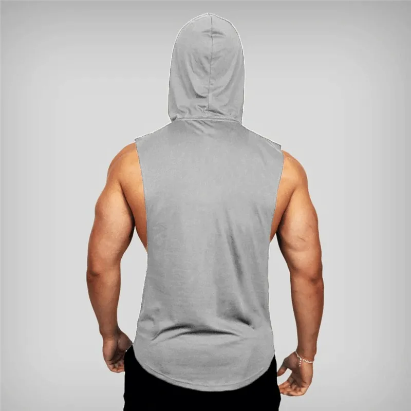 Men's Bodybuilding Hooded Cotton Tank Top / Workout Sportswear - SF0655