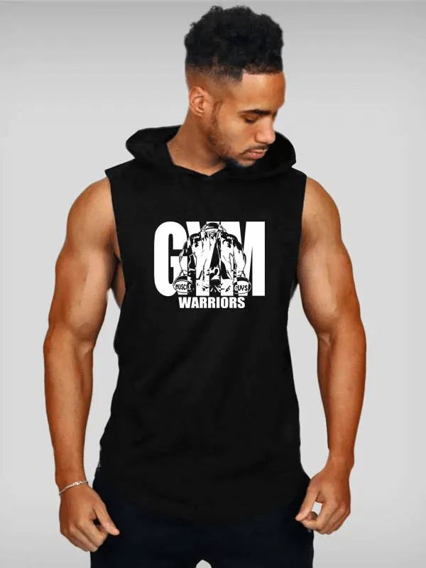 Men's Bodybuilding Hooded Cotton Tank Top / Workout Sportswear - SF0655