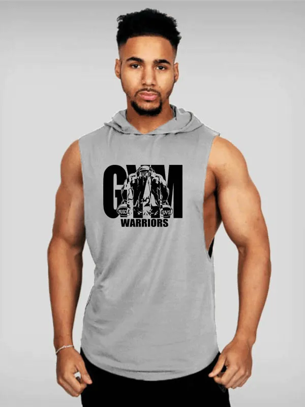 Men's Bodybuilding Hooded Cotton Tank Top / Workout Sportswear - SF0655