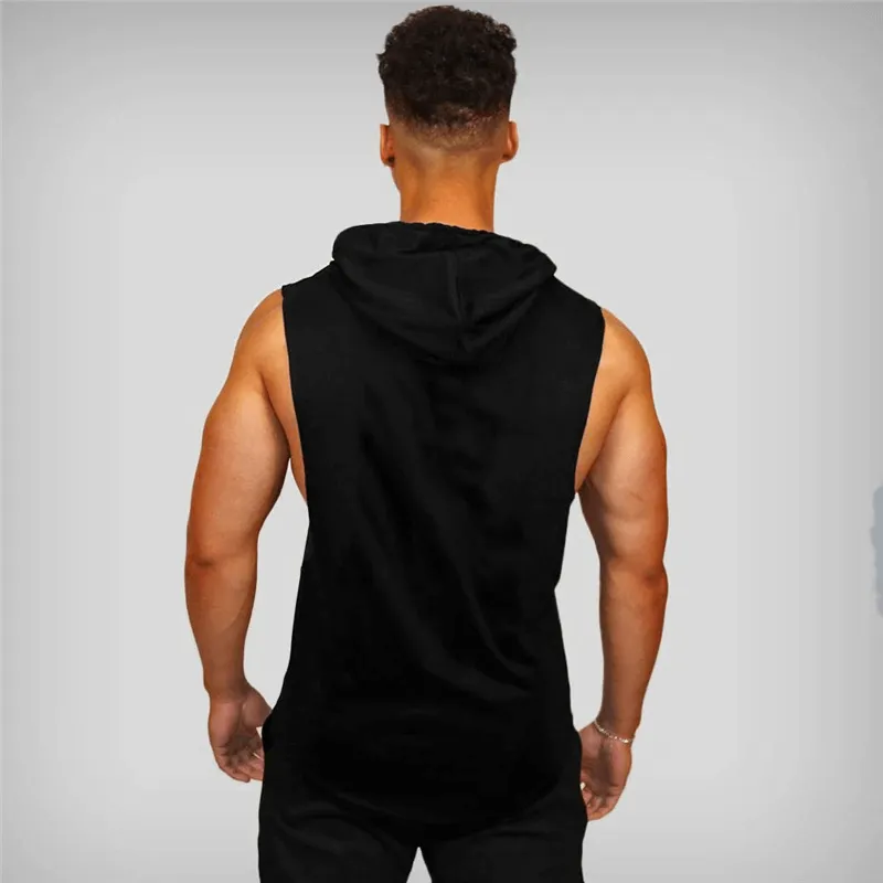 Men's Bodybuilding Hooded Cotton Tank Top / Workout Sportswear - SF0655