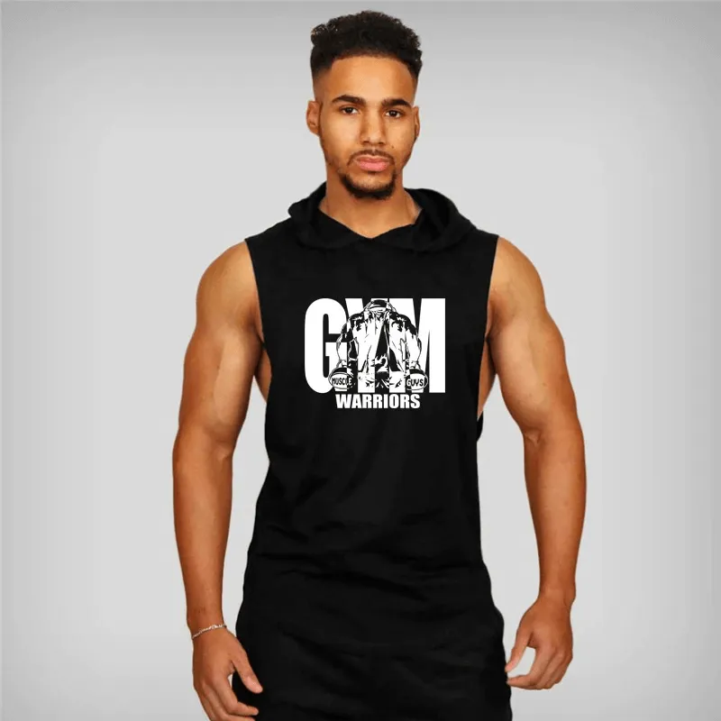 Men's Bodybuilding Hooded Cotton Tank Top / Workout Sportswear - SF0655