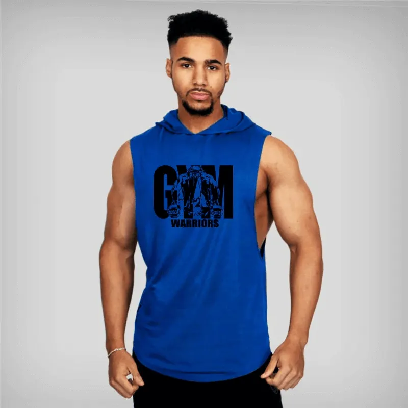 Men's Bodybuilding Hooded Cotton Tank Top / Workout Sportswear - SF0655