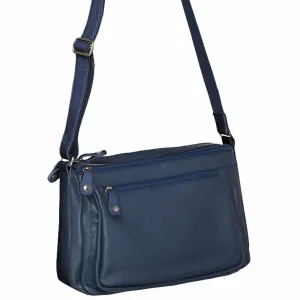 Milleni Ladies Nappa Leather Cross-Body Bag in Navy