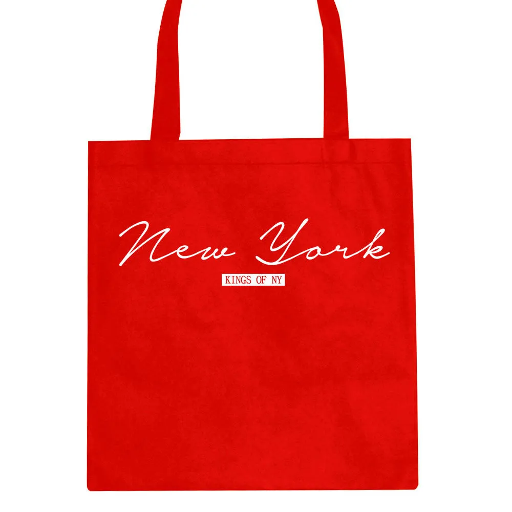 New York Script Typography Tote Bag