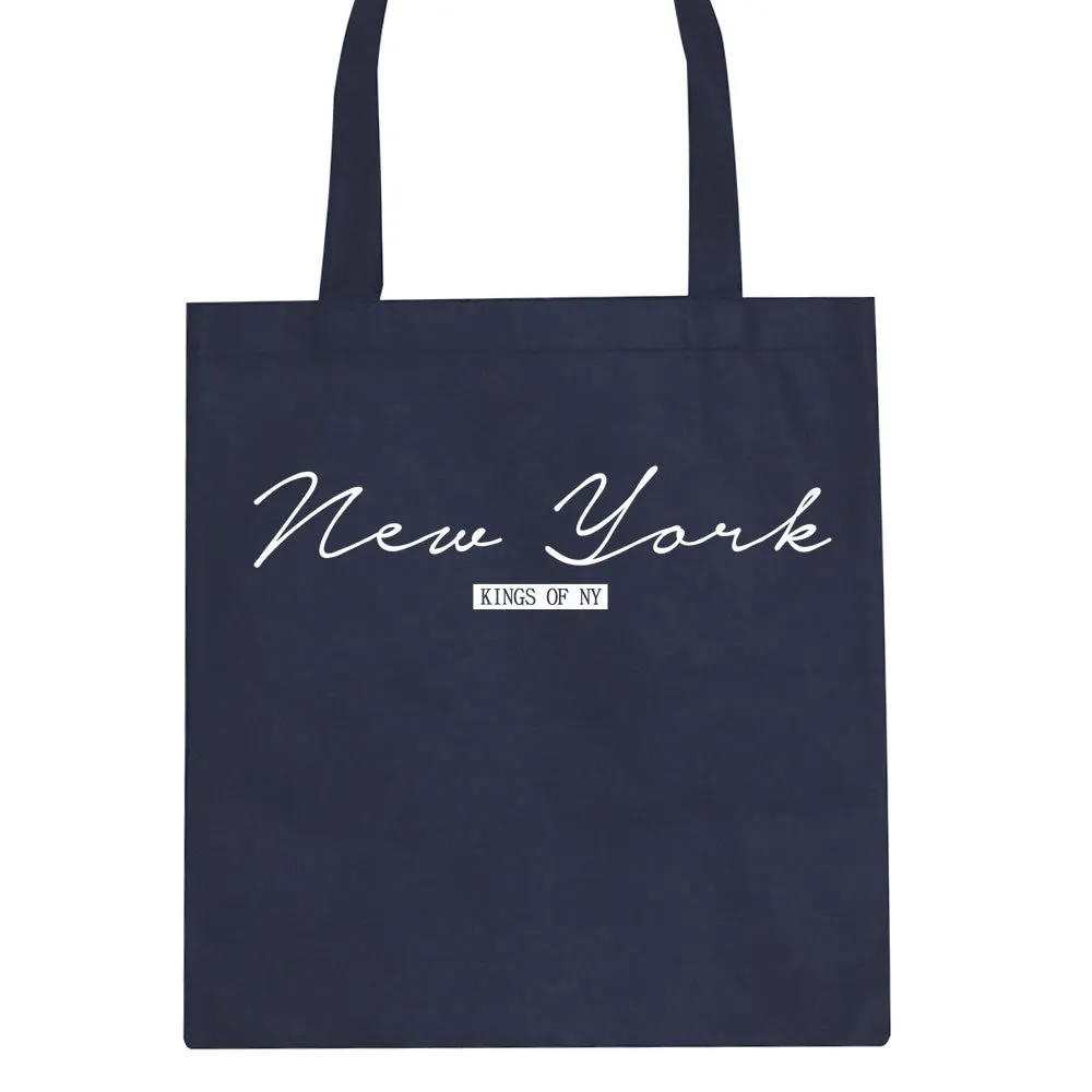 New York Script Typography Tote Bag