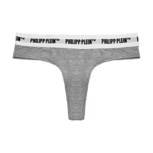 Philipp Plein Gray Cotton Women Thong