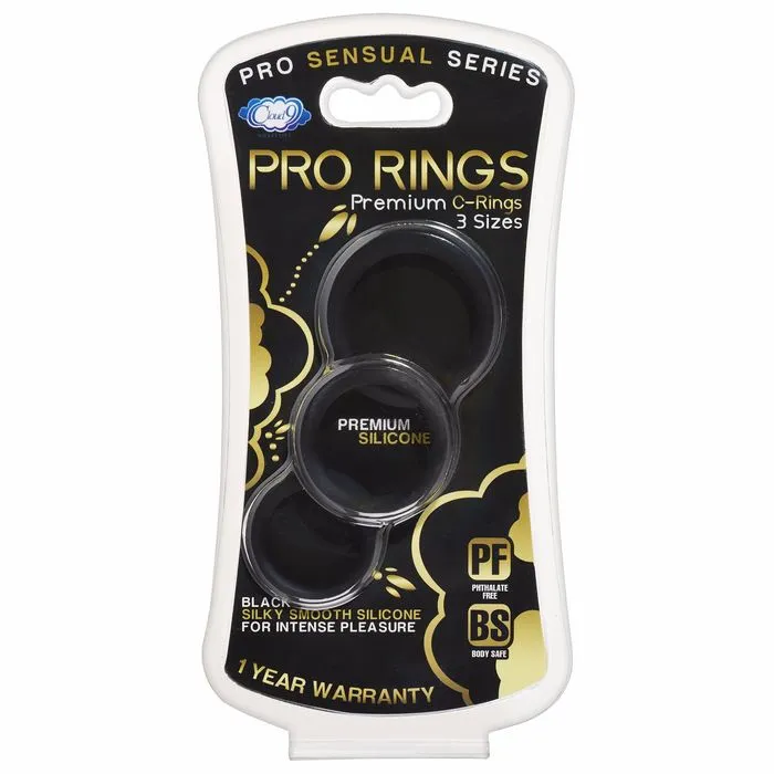 Pro Sensual Silicone Cock Ring 3 Pack - Black