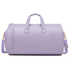 Purple PU Leather Travel Duffel Bag - Large Capacity Waterproof Suit Bag with Shoe Compartment