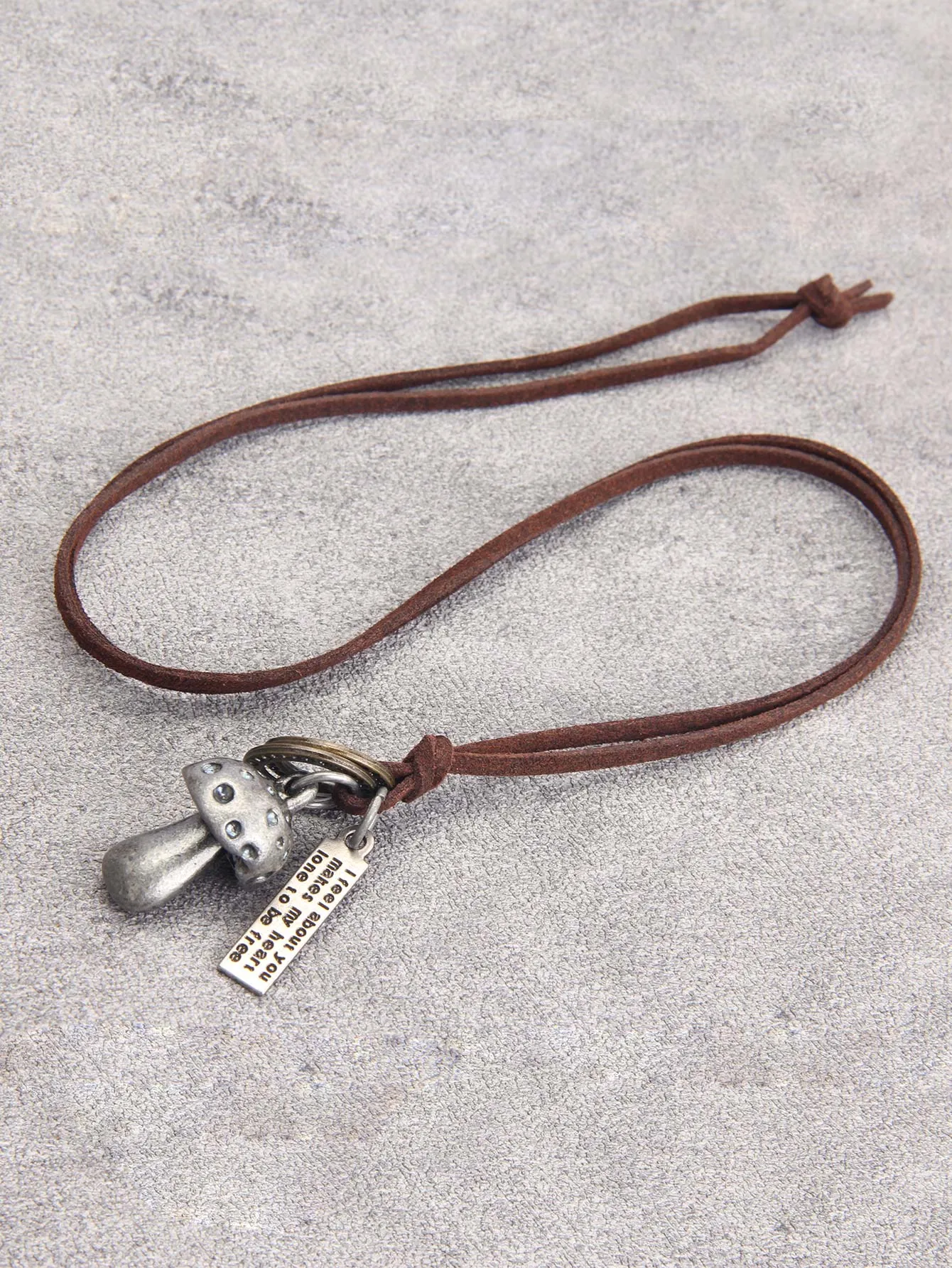 Rectangle & Mushroom Charm Necklace for Men Jewelry for Men Gift for Men Fashion