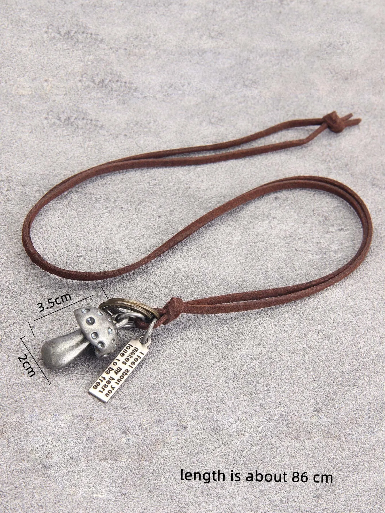 Rectangle & Mushroom Charm Necklace for Men Jewelry for Men Gift for Men Fashion