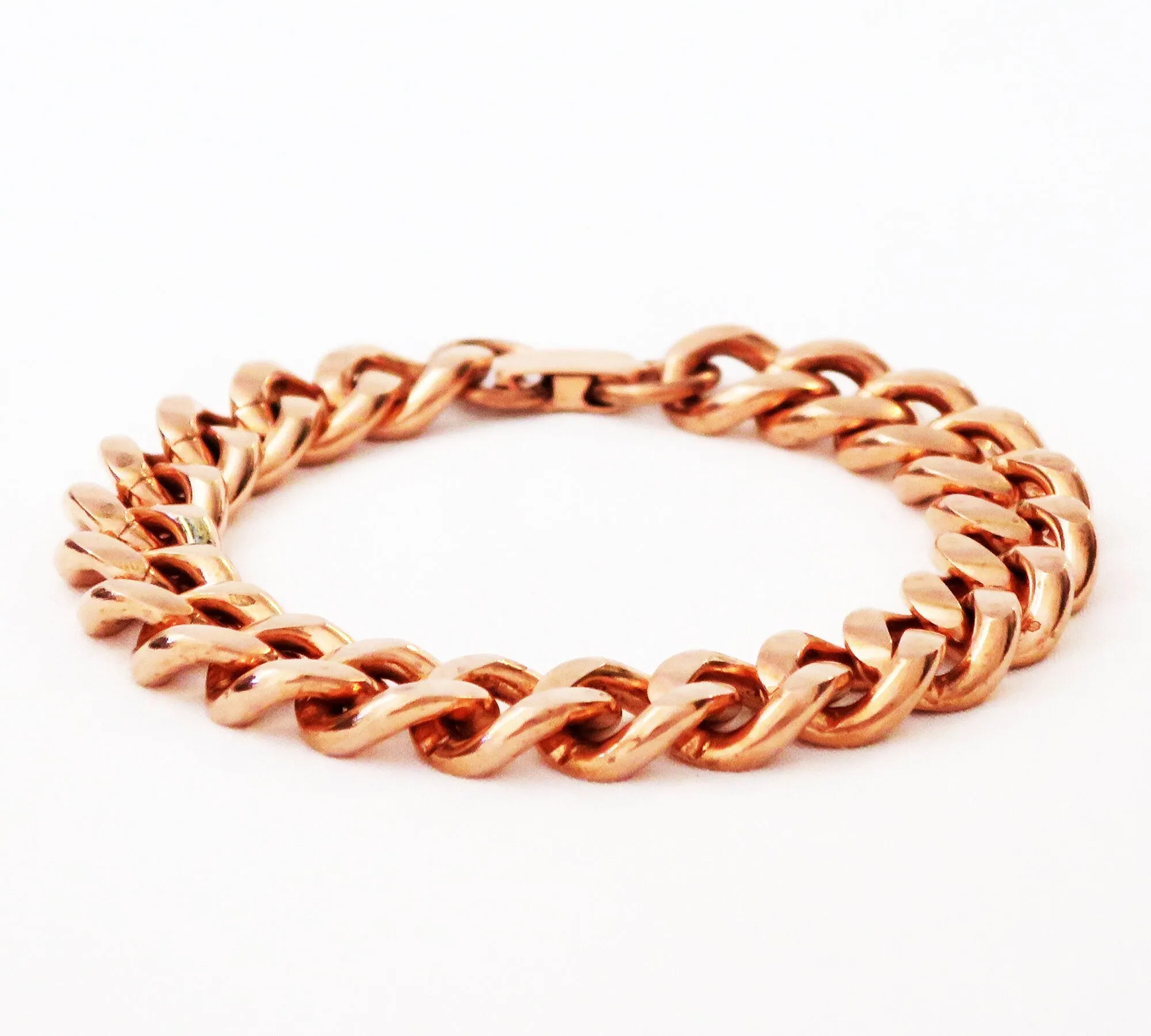 Solid Copper Bracelet Chain B79-8 Men's Bold 8" Heavy Duty Copper Cuban Curb Chain Bracelet