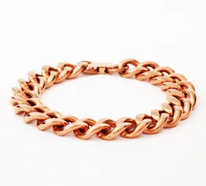 Solid Copper Bracelet Chain B79-8 Men's Bold 8" Heavy Duty Copper Cuban Curb Chain Bracelet