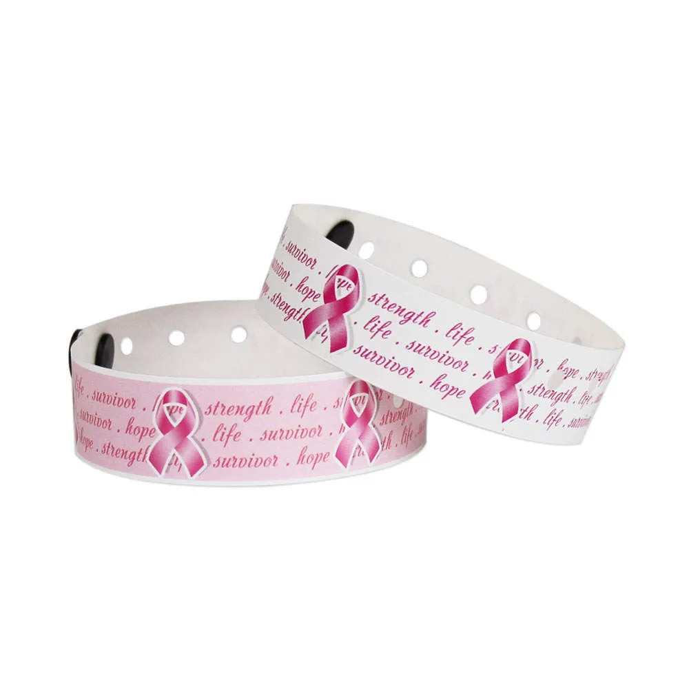 Superband® Expressions Plastic Wristbands 3/4" Pink Ribbon Design 4042 (500/Box)