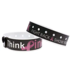 SuperBand® Expressions Plastic Wristbands 3/4" Think Pink Design 4067 - Gray (500/Box)