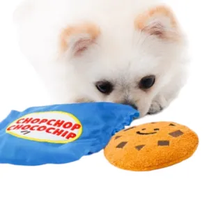 Talking Dog Club Chocolate Chip Cookie Interactive Plush Toy for Dogs (Blue)