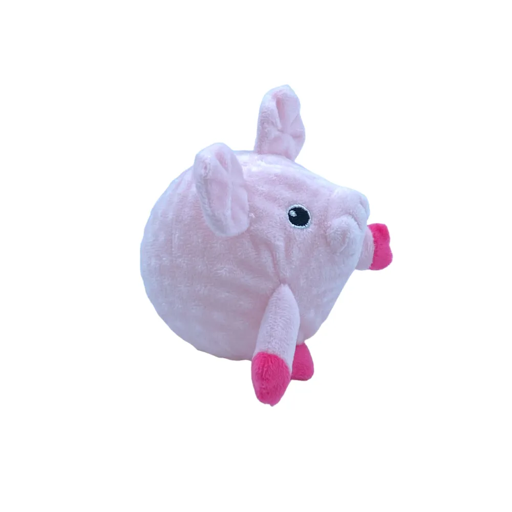 Talking Dog Club Pig Happy Bouncer Plush Ball Toy for Dogs (Pink)