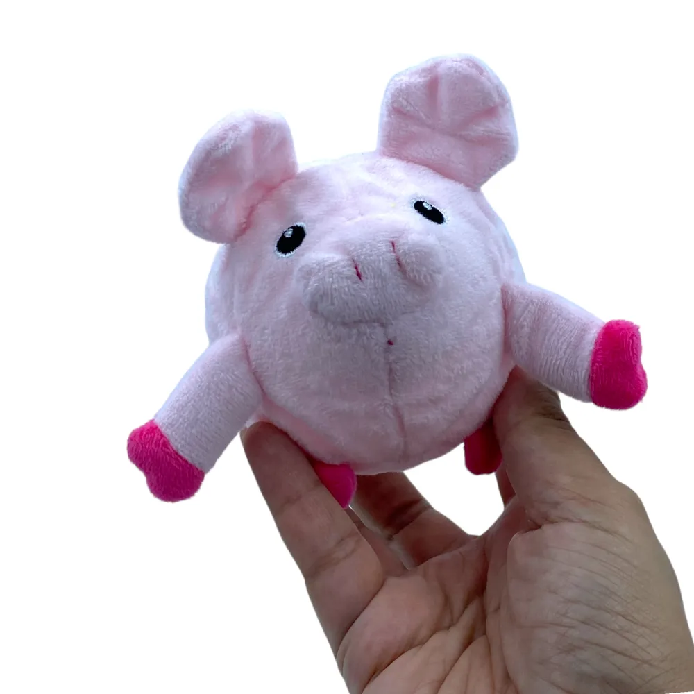 Talking Dog Club Pig Happy Bouncer Plush Ball Toy for Dogs (Pink)