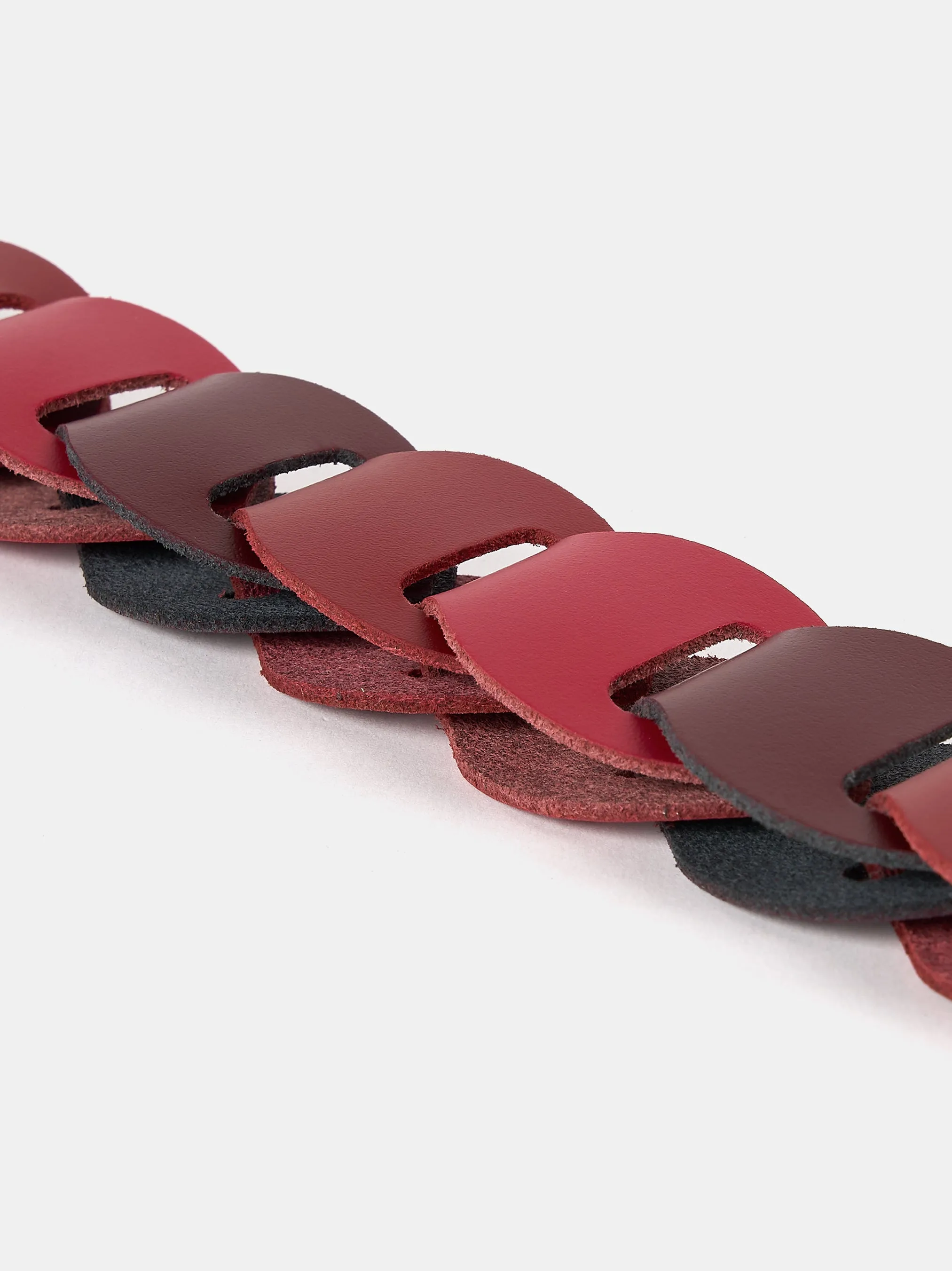 The Link Strap - Oxblood Tri-Colour & Nickel Hardware