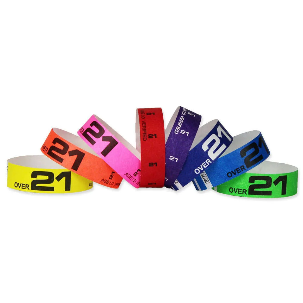 Tytan-Band® Expressions Tyvek Wristbands 3/4" Over 21 Design NTX61 (500/Pack)