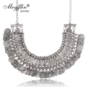 Vintage Maxi Statement Necklaces & Pendants Bohemian Coin Necklace Women 2017 Female Choker Collier Femme Boho Jewelry Bijoux