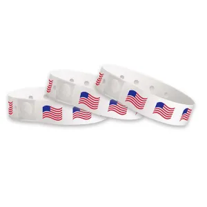 Wavy American Flag Plastic Wristbands